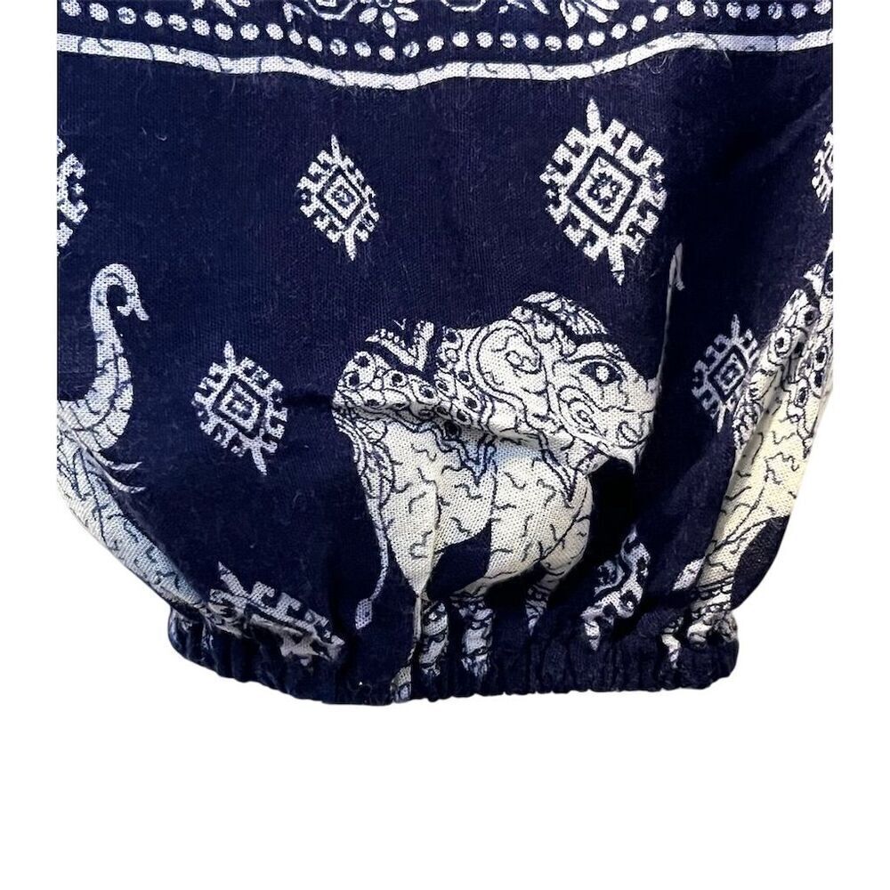 Unisex Harem Pants L Blue Geometric Elephant Bohemian Hippie Tapered Earthy Y2K - Picture 7 of 10